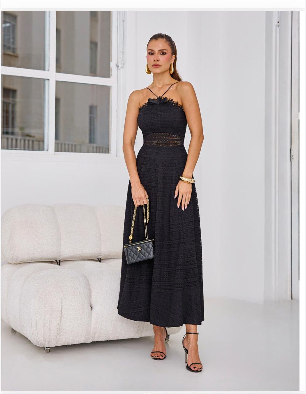 VESTIDO MIDI LIMONADA PINK- P PRETO 3402
