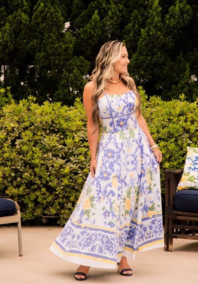 VESTIDO MIDI SICILIA FLOR LINDA- M AZUL 150120.012
